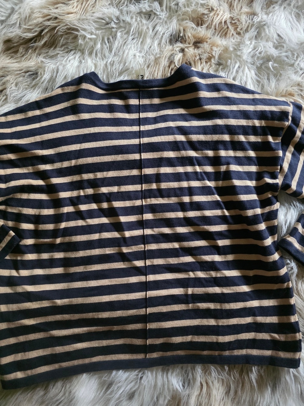 Pact V-Neck Long Sleeve Top Navy Beige Stripe - Picture 6 of 10